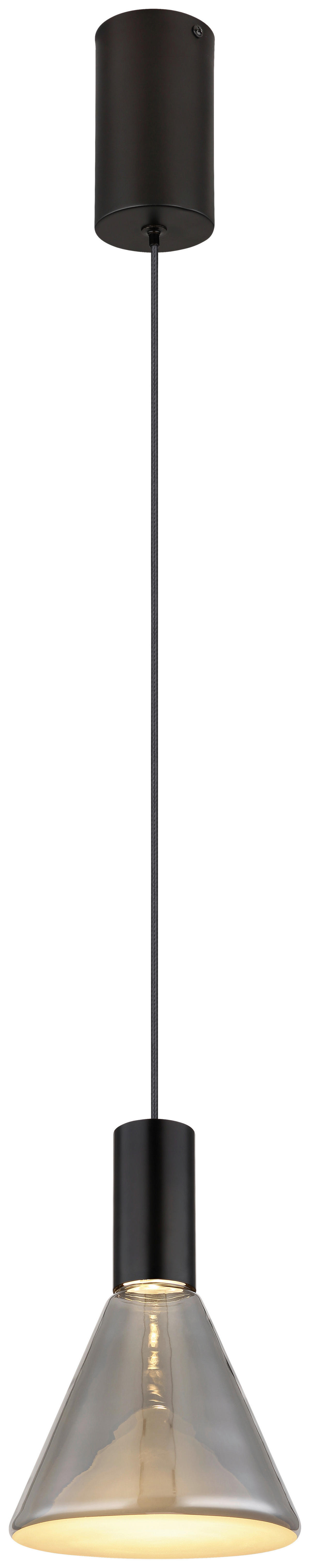 GLOBO LED-Pendelleuchte mattschwarz Rauch Metall Glas H/D: ca. 150x17 cm LABORA - Rauch/mattschwarz (17,00/150,00cm) - GLOBO