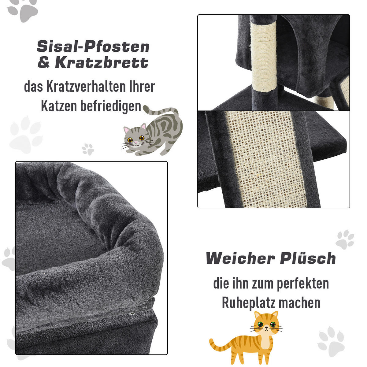 PawHut Kratzbaum dunkelgrau Spanplatte B/H/L: ca. 39x83x59 cm Kratzbaum - dunkelgrau (59,00/39,00/83,00cm) - PawHut