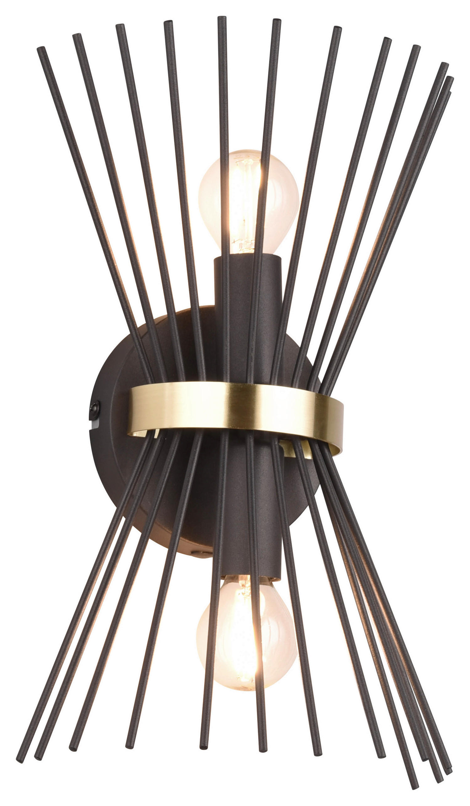 Reality Wandleuchte R21532080 Rod gold schwarz Metall B/H: ca. 20x31 cm E14 2 Brennstellen Rod - gold/schwarz (20,00/31,00cm) - Reality