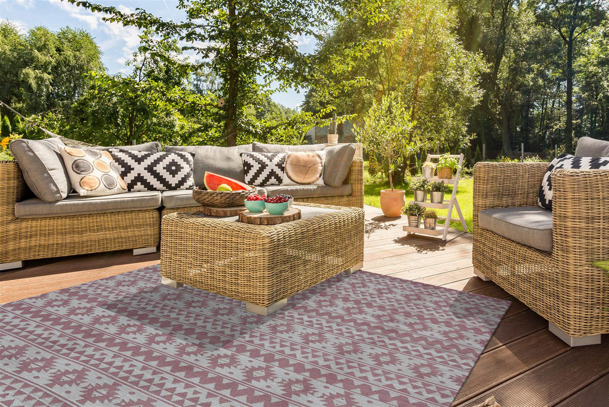 Kayoom Flachgewebeteppich Sunny 210 pink B/L: ca. 80x150 cm Sunny 210 - pink (80,00/150,00cm) - Kayoom