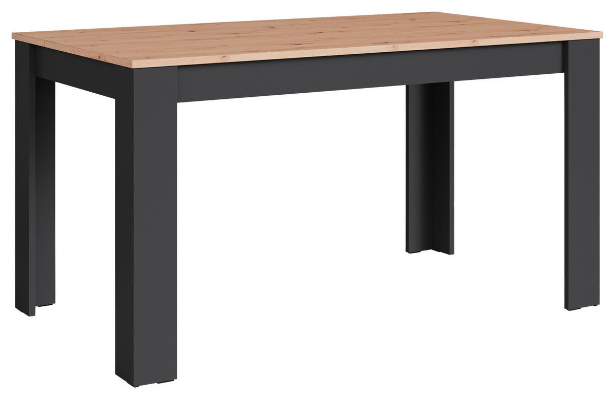 Tischgruppe KIRA anthrazit Eiche schwarz B/H/T: ca. 140x75x80 cm KIRA - Eiche/schwarz (140,00/75,00/80,00cm) - byLIVING