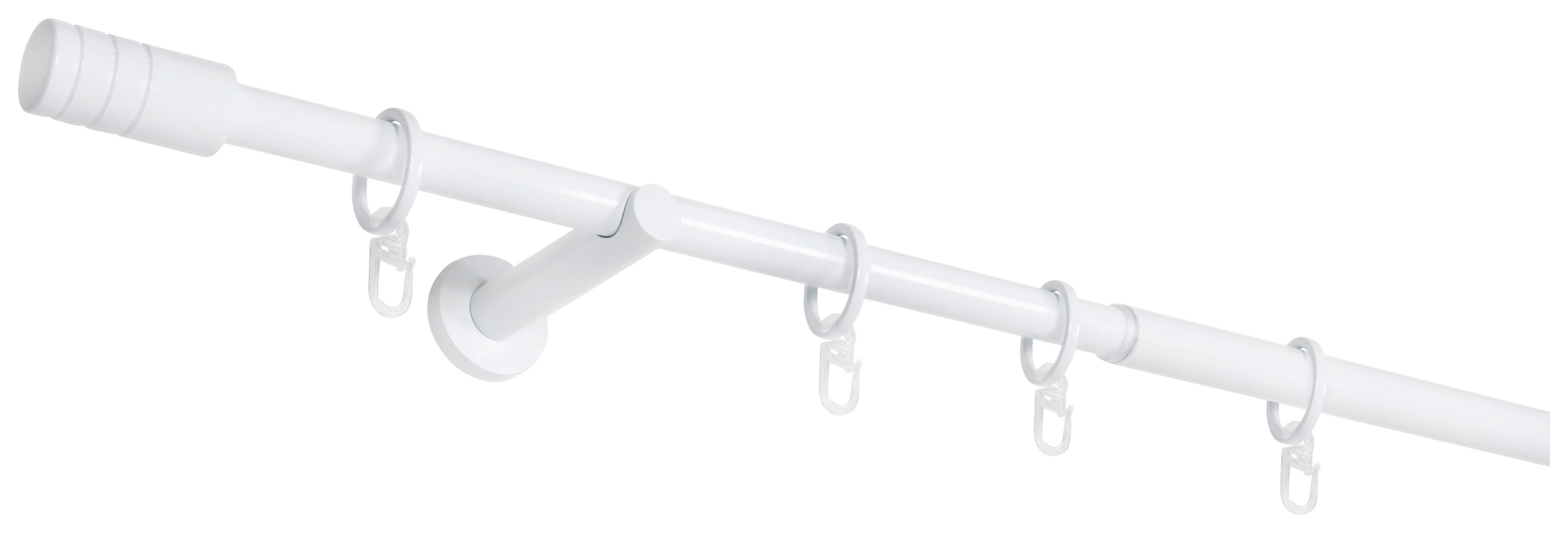 Gardinenstange weiß Aluminium ausziehbar von ca. 120 bis 210 cm 1.0 Läufe Gardinenstange_Rillcube - weiß