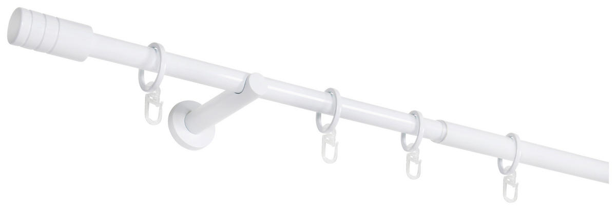 Gardinenstange weiß Aluminium ausziehbar von ca. 120 bis 210 cm 1.0 Läufe Gardinenstange_Rillcube - weiß
