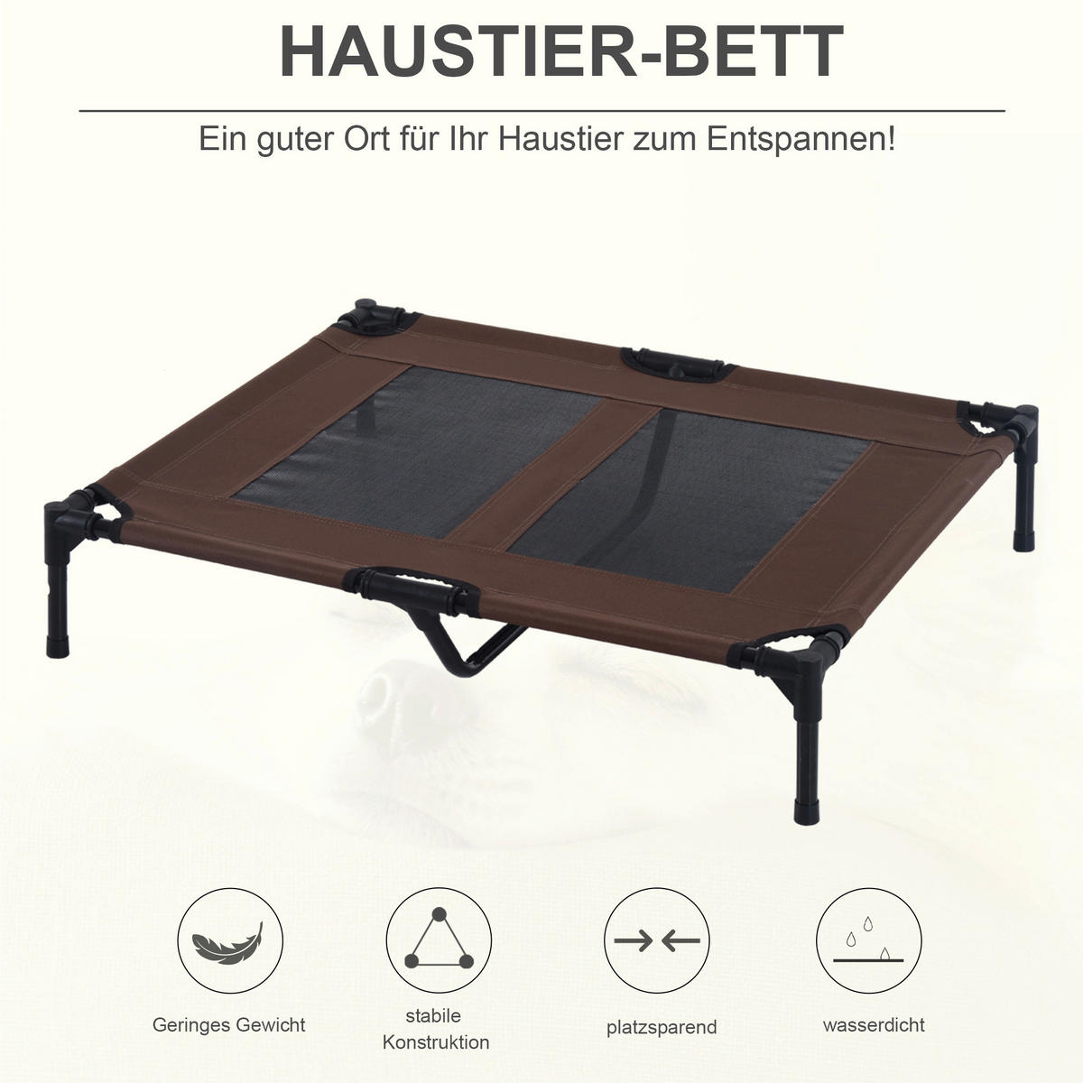 PawHut Hunde-Zubehör braun Polypropylen B/H/L: ca. 76x92x18 cm Hundeliege - braun (18,00/76,00/92,00cm) - PawHut