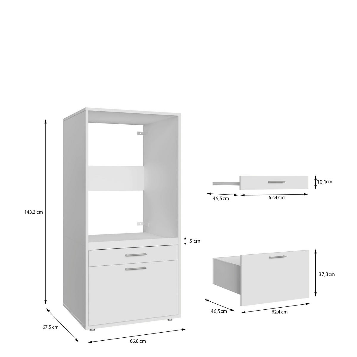 Washcab Waschmaschinenschrank weiß Holz Waschmaschinenschrank WCBA142 - weiß - Washcab