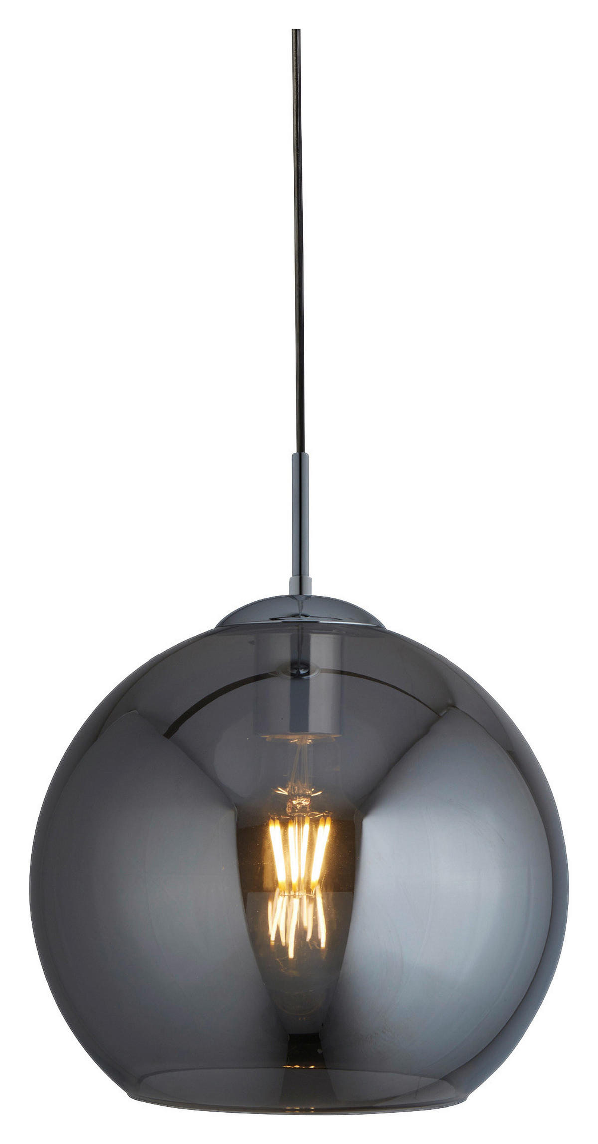 Searchlight Pendelleuchte Chrom Glas Stahl B/H/L/D: ca. 25x120x25x25 cm E27 1 Brennstellen Balls - Chrom (25,00/25,00/120,00cm) - Searchlight