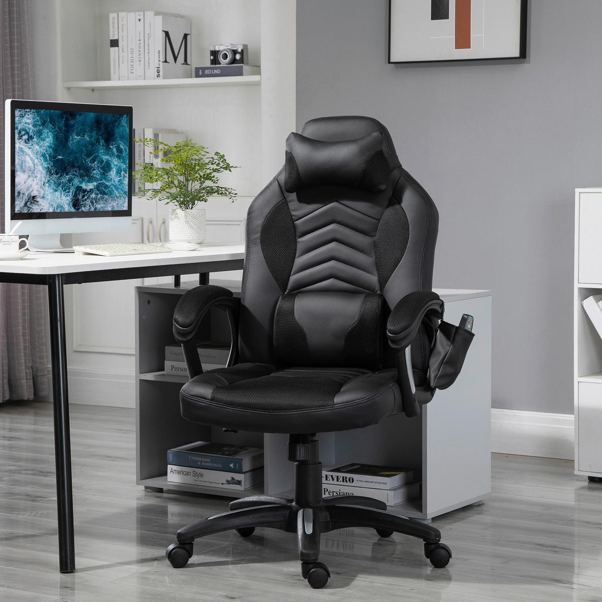 Drehstuhl 921-019BK schwarz 921-019BK - schwarz (68,00/117,00/69,00cm) - HOMCOM