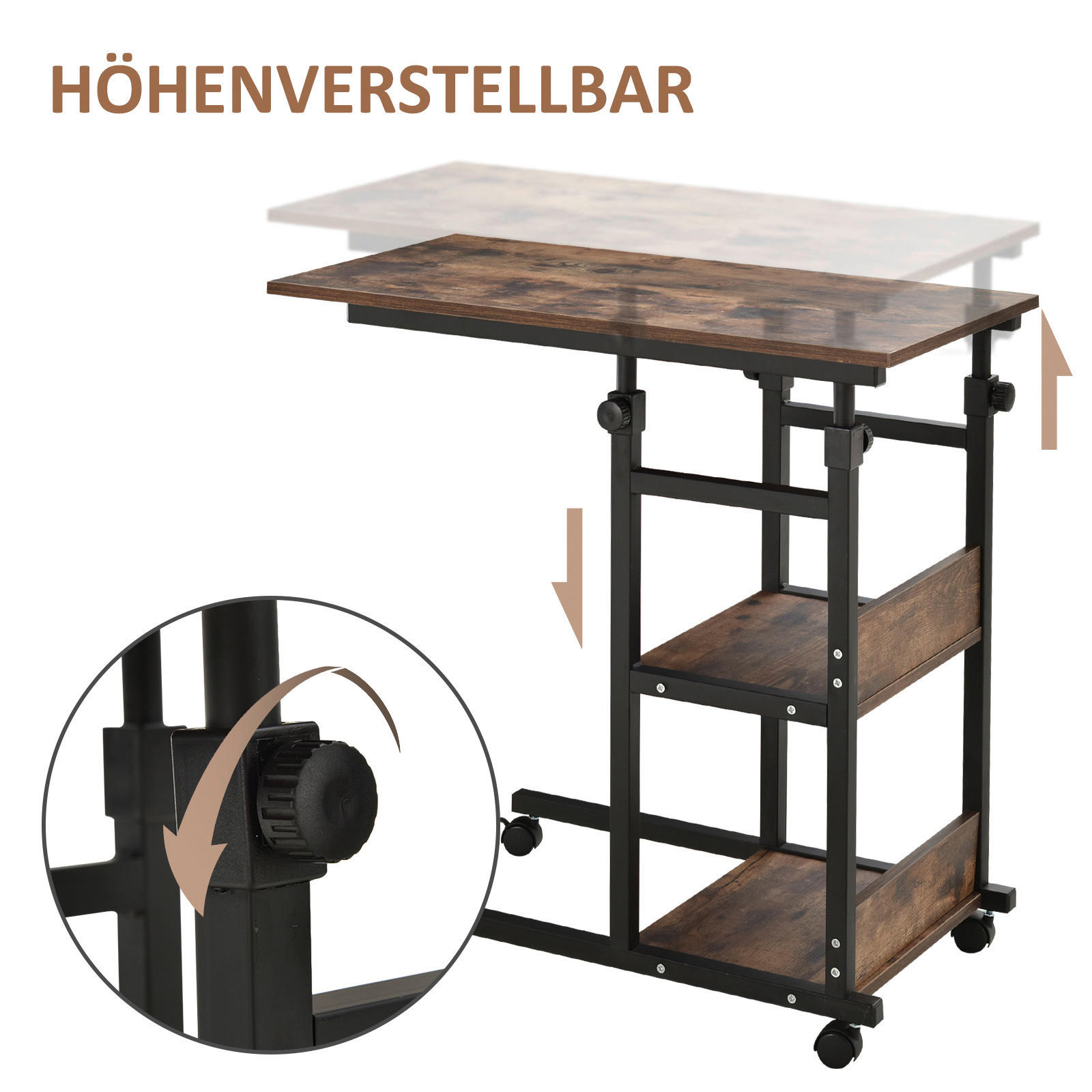 Beistelltisch braun dunkel Nachbildung B/H/T: ca. 80x72x40 cm Beistelltisch - braun (80,00/72,00/40,00cm) - HOMCOM