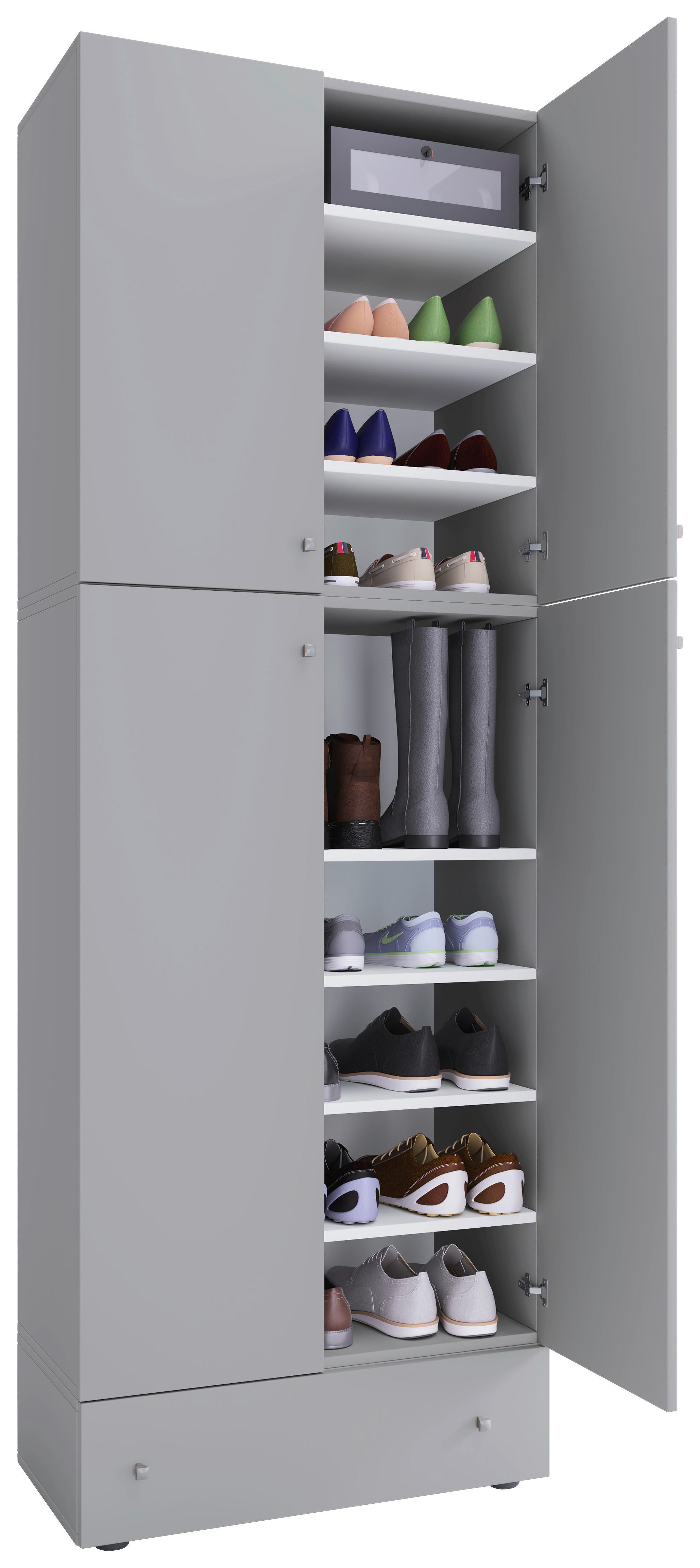 Schuhschrank Lona grau weiß B/H/T: ca. 70x200x39 cm Lona - weiß/grau (70,00/200,00/39,00cm) - VCM Möbel