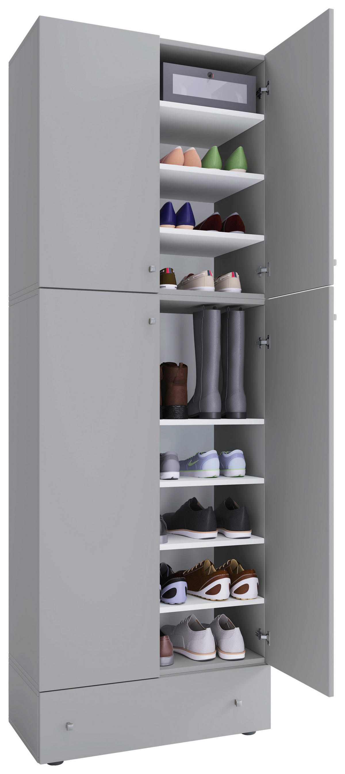 Schuhschrank Lona grau weiß B/H/T: ca. 70x200x39 cm Lona - weiß/grau (70,00/200,00/39,00cm) - VCM Möbel