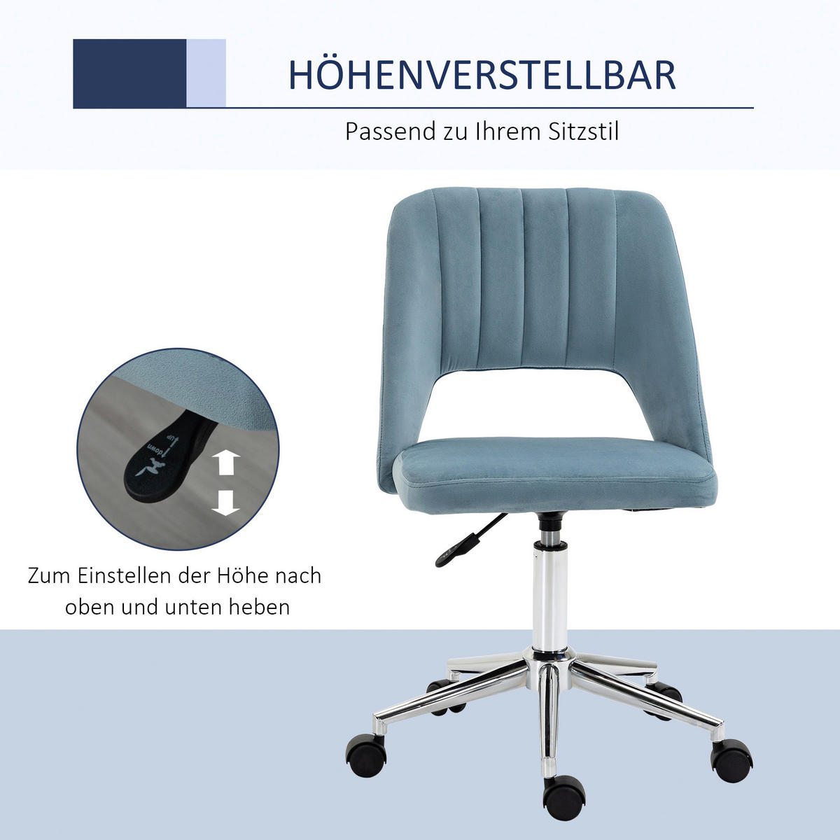 Drehstuhl 921-481 blau 921-481 - blau (49,00/79,00/54,00cm) - Vinsetto