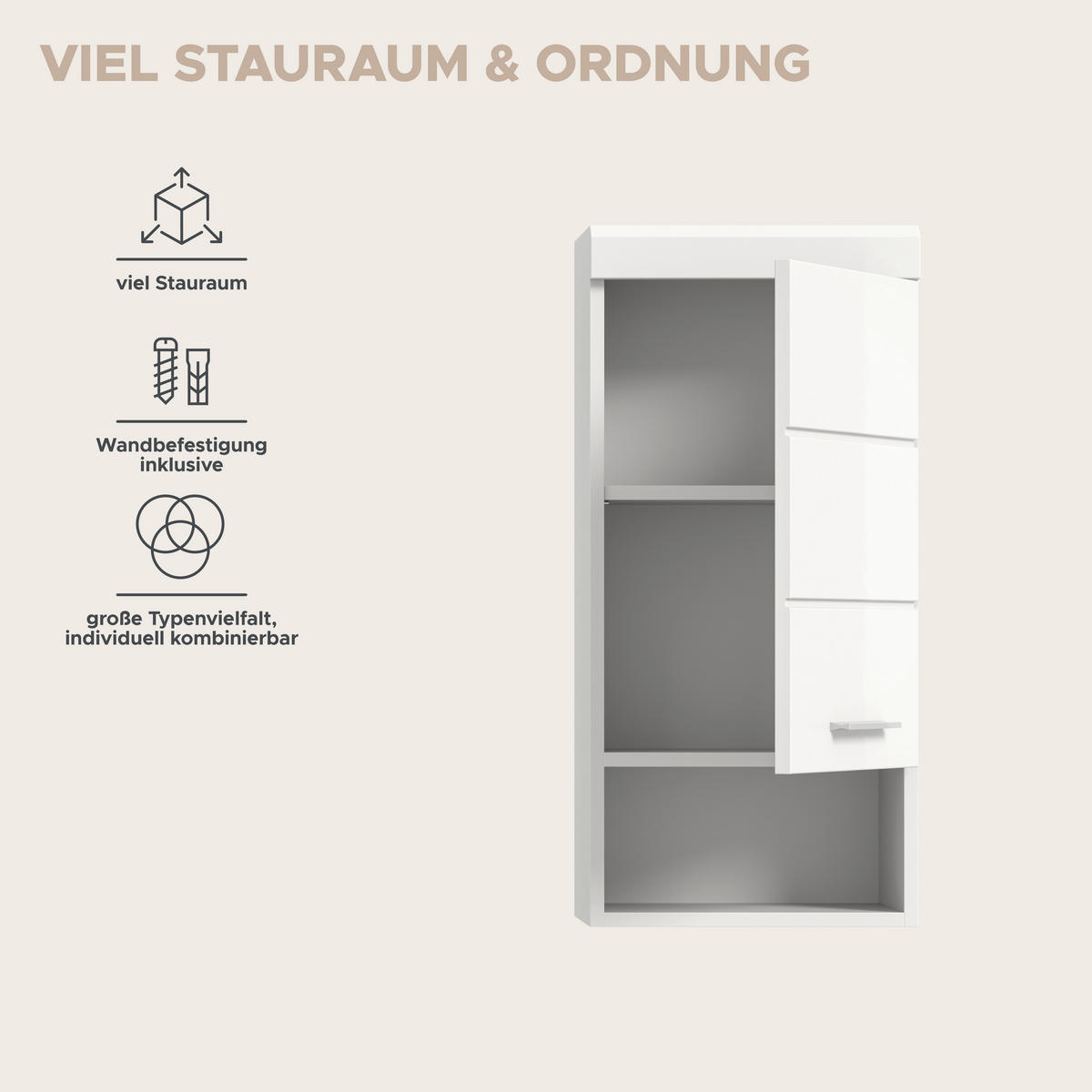 Badhängeschrank Scout weiß weiß Hochglanz B/H/T: ca. 37x79x24 cm Scout - weiß (37,00/79,00/24,00cm) - xonox.home