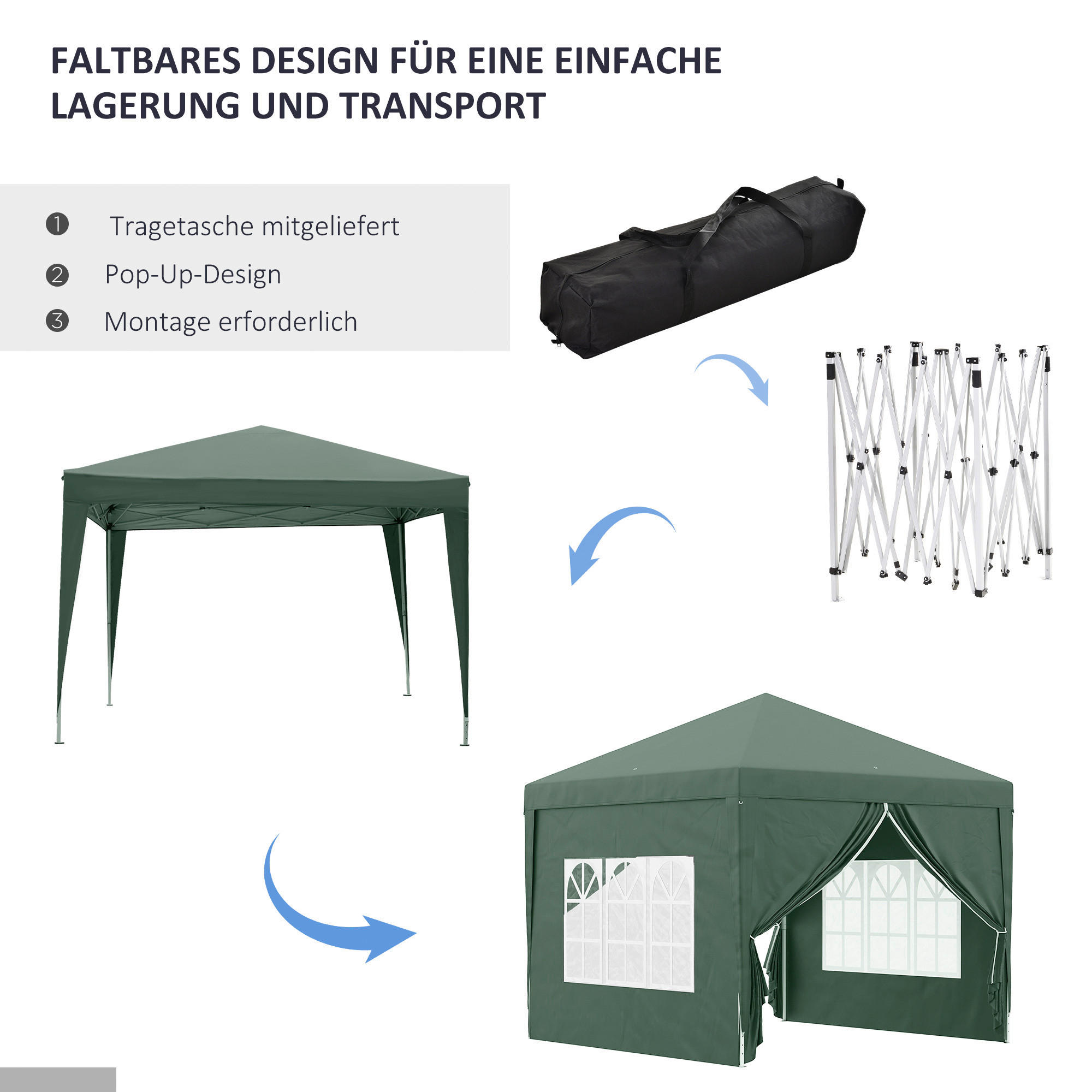 Thumbnail - Outsunny Pavillon grün Polyester B/H/L: ca. 2,95x2,58x2,95 cm