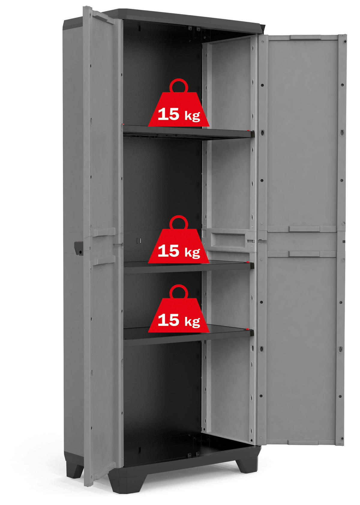 Keter Kunststoffschrank Stilo grau Kunststoff B/H/T: ca. 68x173x39 cm Stilo - rot/schwarz (68,00/173,00/39,00cm) - Keter