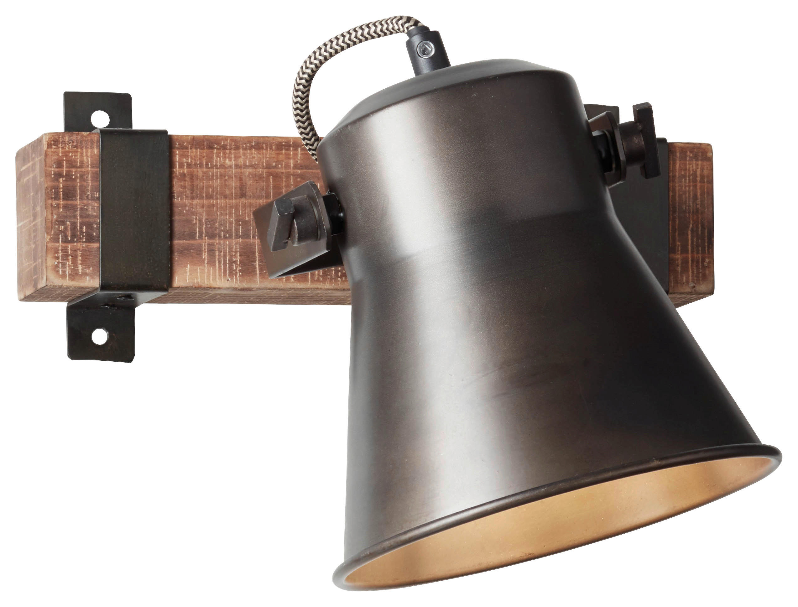 Brilliant Spot 82110/46 schwarz braun Metall Holz B/H/T: ca. 17x24x25 cm E27 1 Brennstellen Plow - braun/schwarz (17,00/24,00/25,00cm) - Brilliant