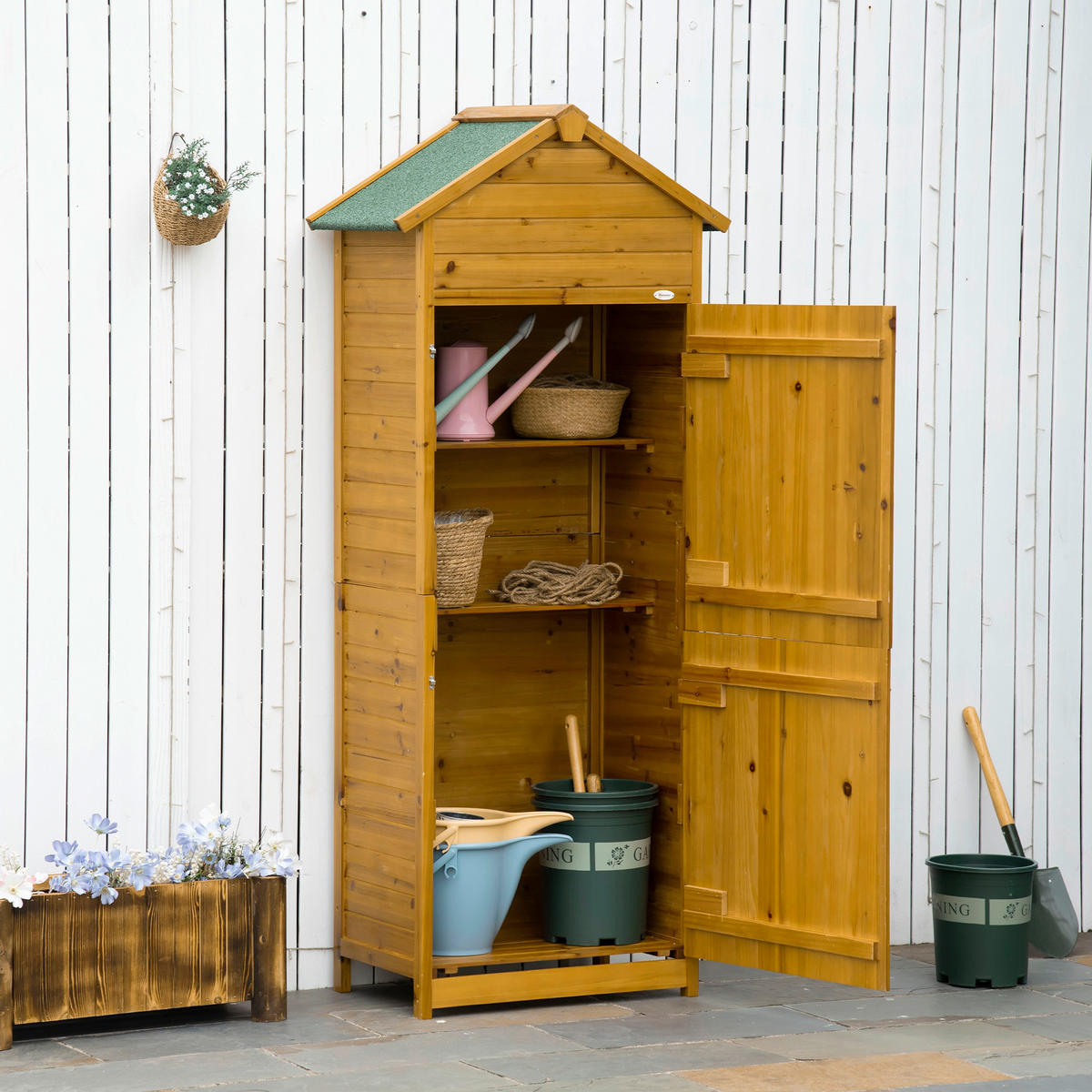 Outsunny Gartenhaus natur B/H/L: ca. 49x191,5x79 cm Gartenhaus - natur (79,00/49,00/191,50cm) - Outsunny
