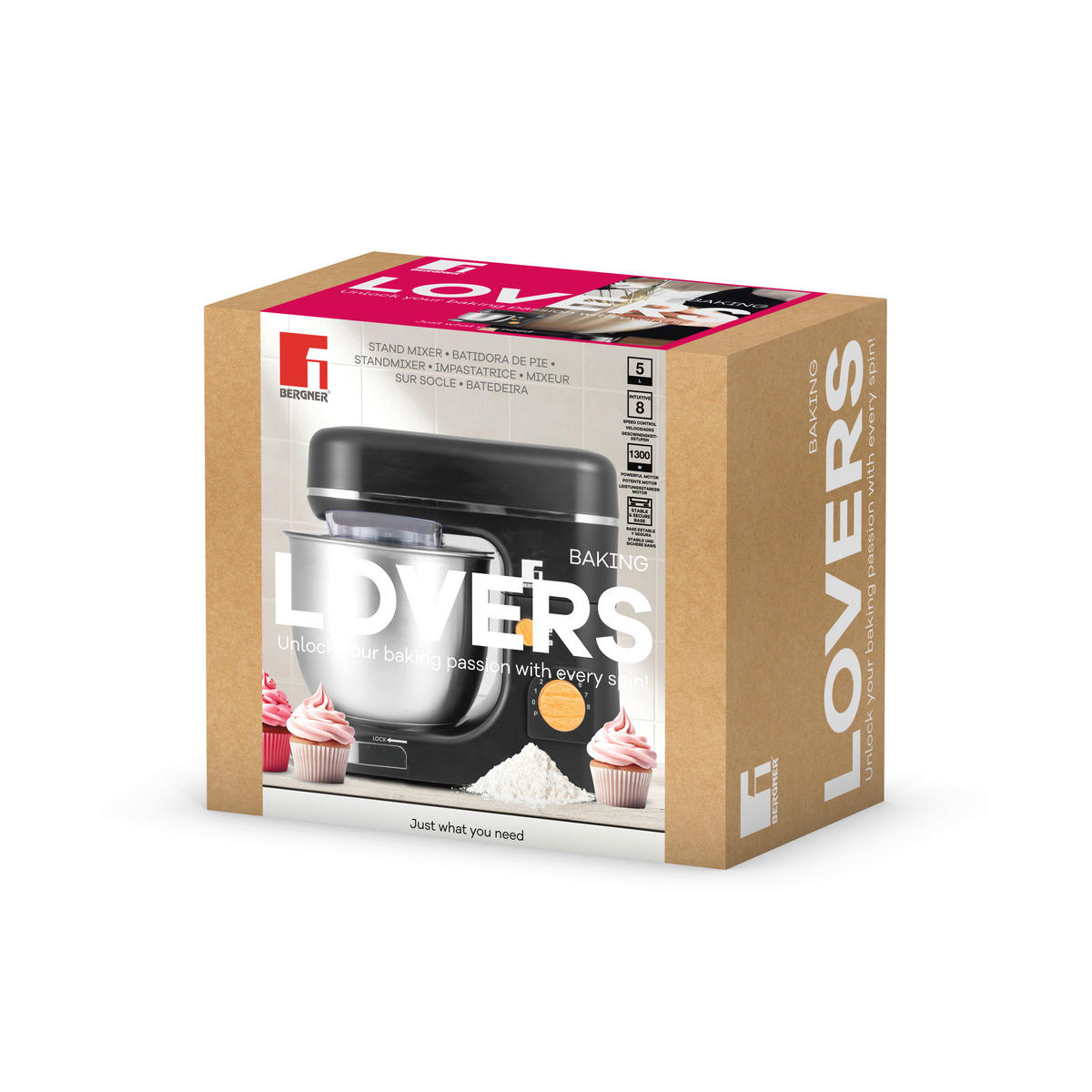 BERGNER Standmixer silber schwarz Edelstahl B/H/L: ca. 23x33,7x38 cm BAKING LOVERS - schwarz/silber (38,00/23,00/33,70cm) - BERGNER