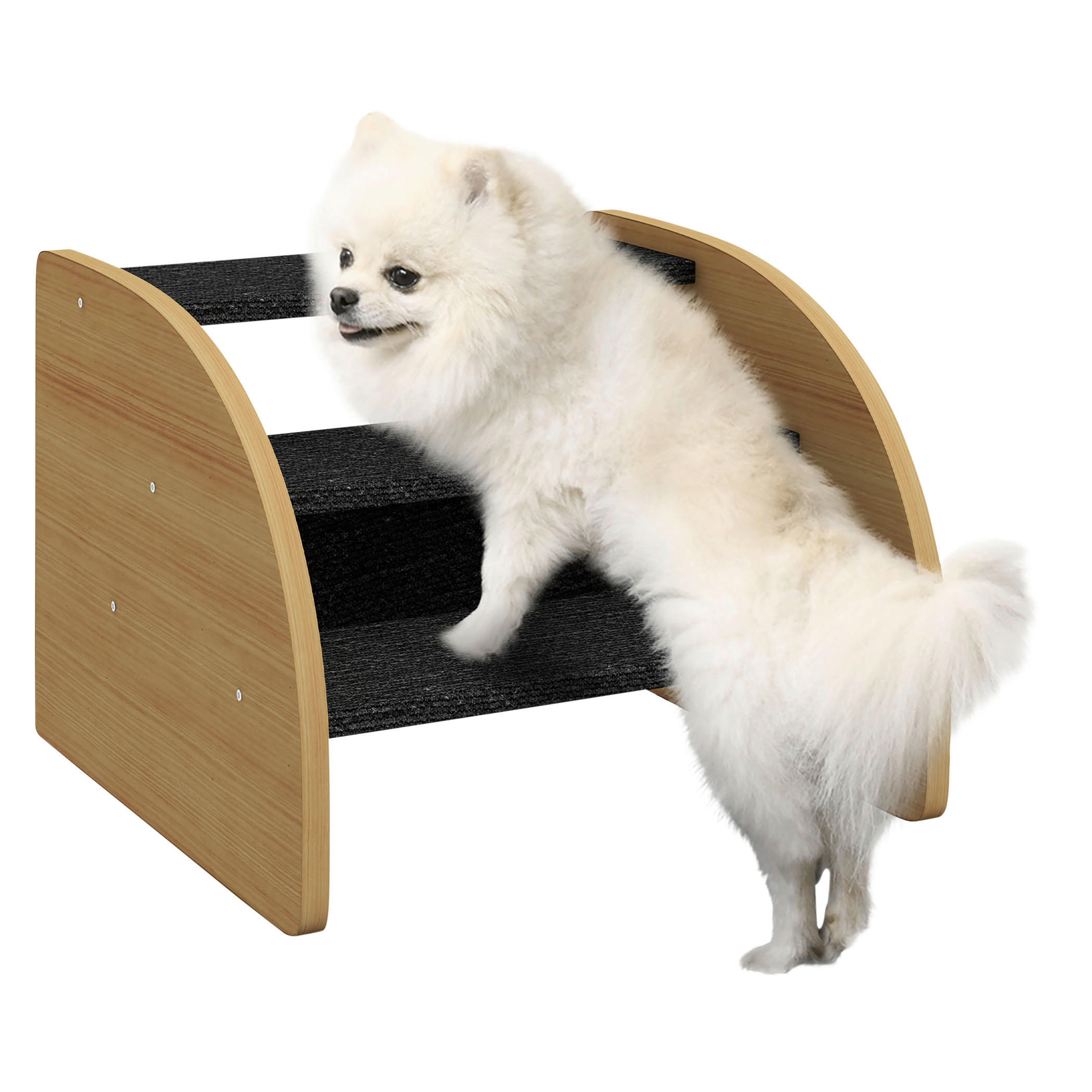 PawHut Hunde-Zubehör Eiche Spanplatte B/H/L: ca. 38,5x38,5x30 cm Hundetreppe - Eiche/schwarz (30,00/38,50/38,50cm) - PawHut
