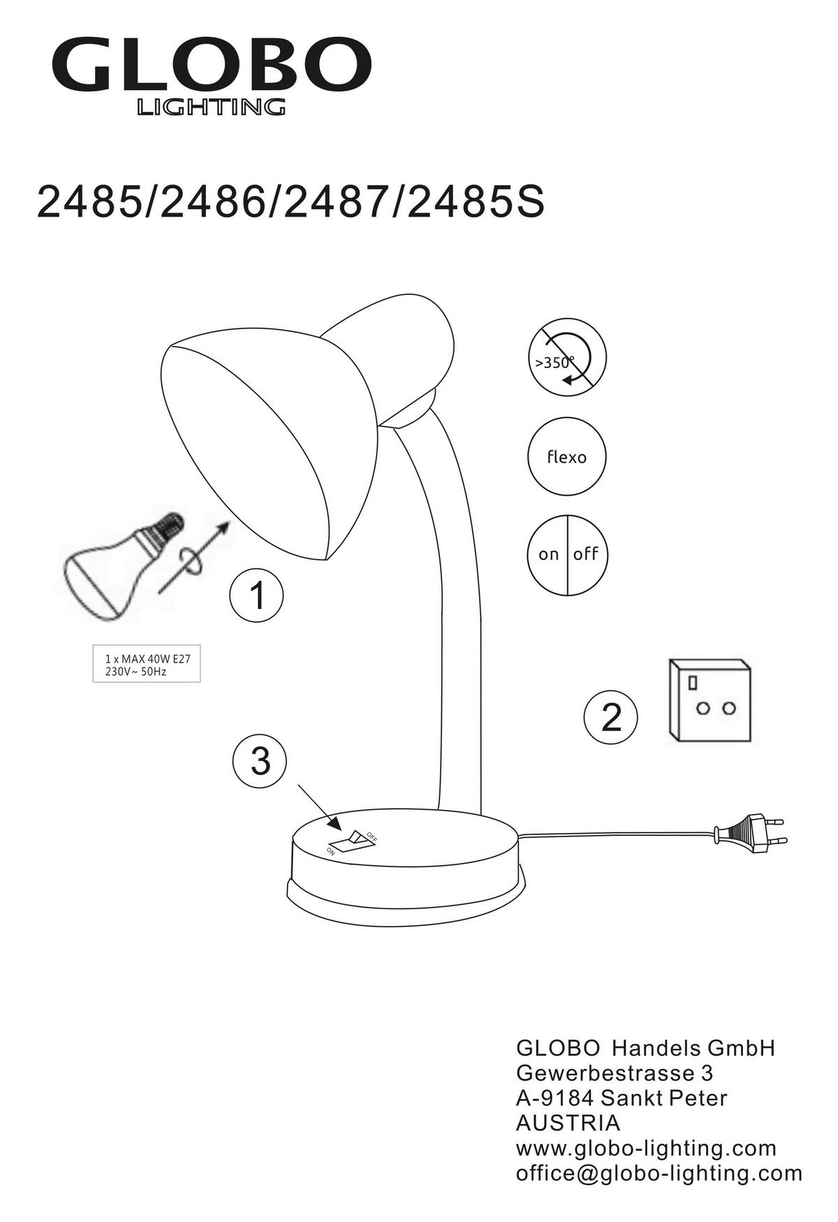 GLOBO Tischleuchte schwarz Kunststoff Metall B/H/L: ca. 15x20,5x15 cm E27 1 Brennstellen Tischleuchte-Basic - schwarz (15,00/15,00/20,50cm) - GLOBO