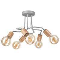 Lamkur Deckenleuchte braun Glas Stahl B/H/L: ca. 44x26x44 cm E27 5 Brennstellen CONOR - braun (44,00/44,00/26,00cm) - Lamkur