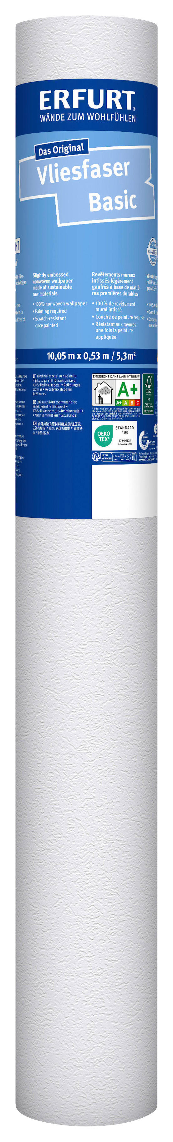 Erfurt Vliestapete Basic Basic weiß B/L: ca. 53x1005 cm Basic - weiß (53,00/1005,00cm) - Erfurt