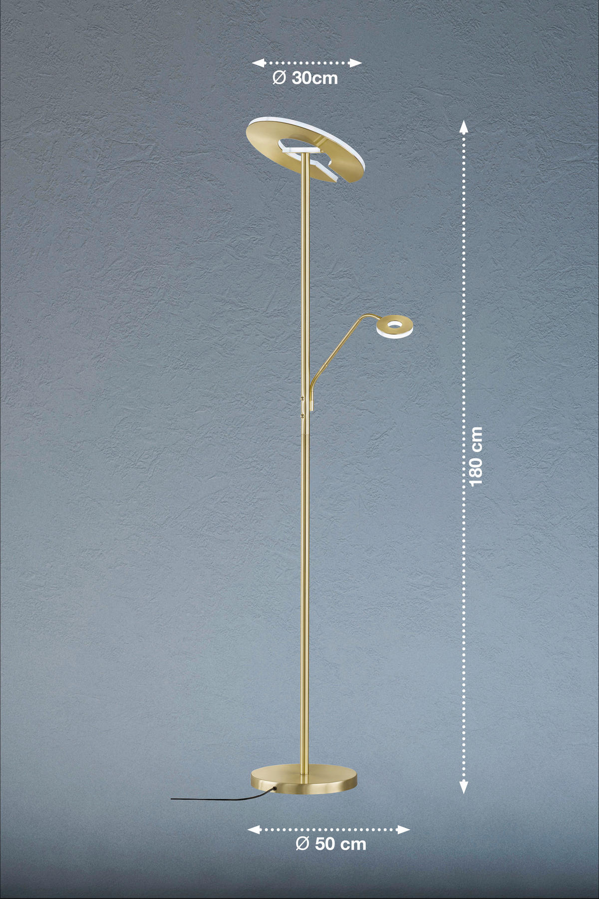Fischer & Honsel LED-Stehleuchte 40316 messing weiß Glas Metall B/H/T: ca. 35x180x50 cm 1 Brennstellen Dent - messing/weiß (35,00/180,00/50,00cm) - Fischer & Honsel