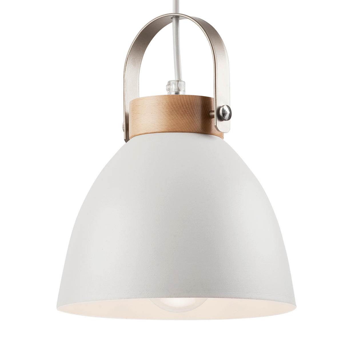 Lamkur Pendelleuchte DANIELLE 31804 weiß Stahl Holz H/L: ca. 76x47 cm E27 2 Brennstellen Danielle - weiß (47,00cm) - Lamkur