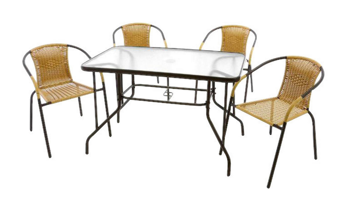 VCM Gartensitzgruppe braun Stahl B/H/T: ca. 53x73x60 cm Gartensitzgruppe_5tlg. - braun (53,00/73,00/60,00cm) - VCM