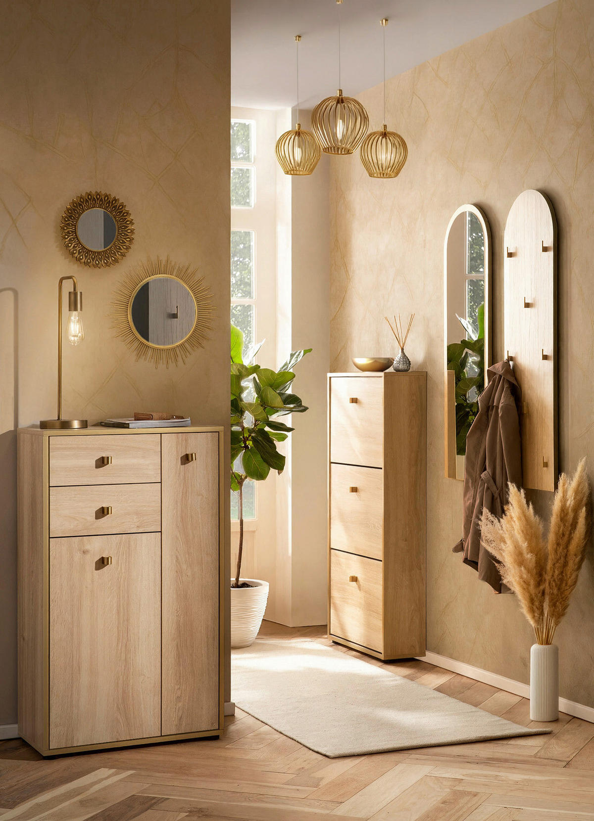 Highboard Flora Eiche B/H/T: ca. 60,2x104,4x33,05 cm Flora - Eiche (60,20/104,40/33,05cm) - Schildmeyer