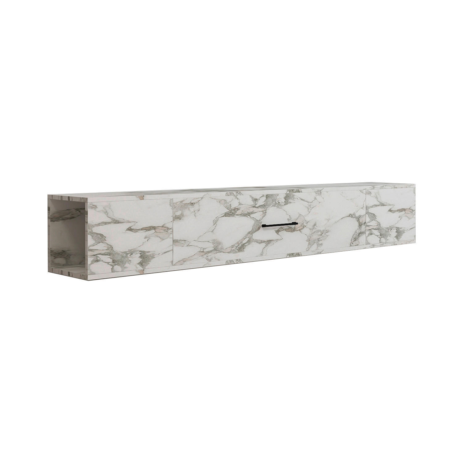 TV-Lowboard Acworth weiß Marmor Optik B/H/T: ca. 160x30x29,6 cm Acworth - weiß (160,00/30,00/29,60cm) - moebel17