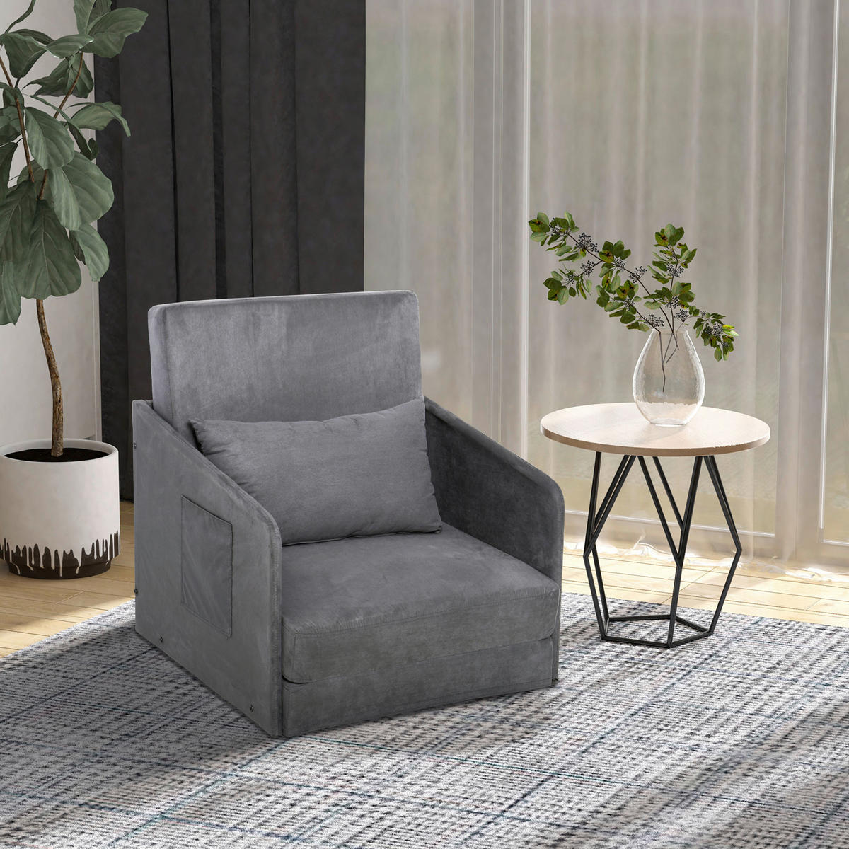 Schlafsofa 833-036 grau B/H/T: ca. 70x77x76 cm 833-036 - grau (70,00/77,00/76,00cm) - HOMCOM