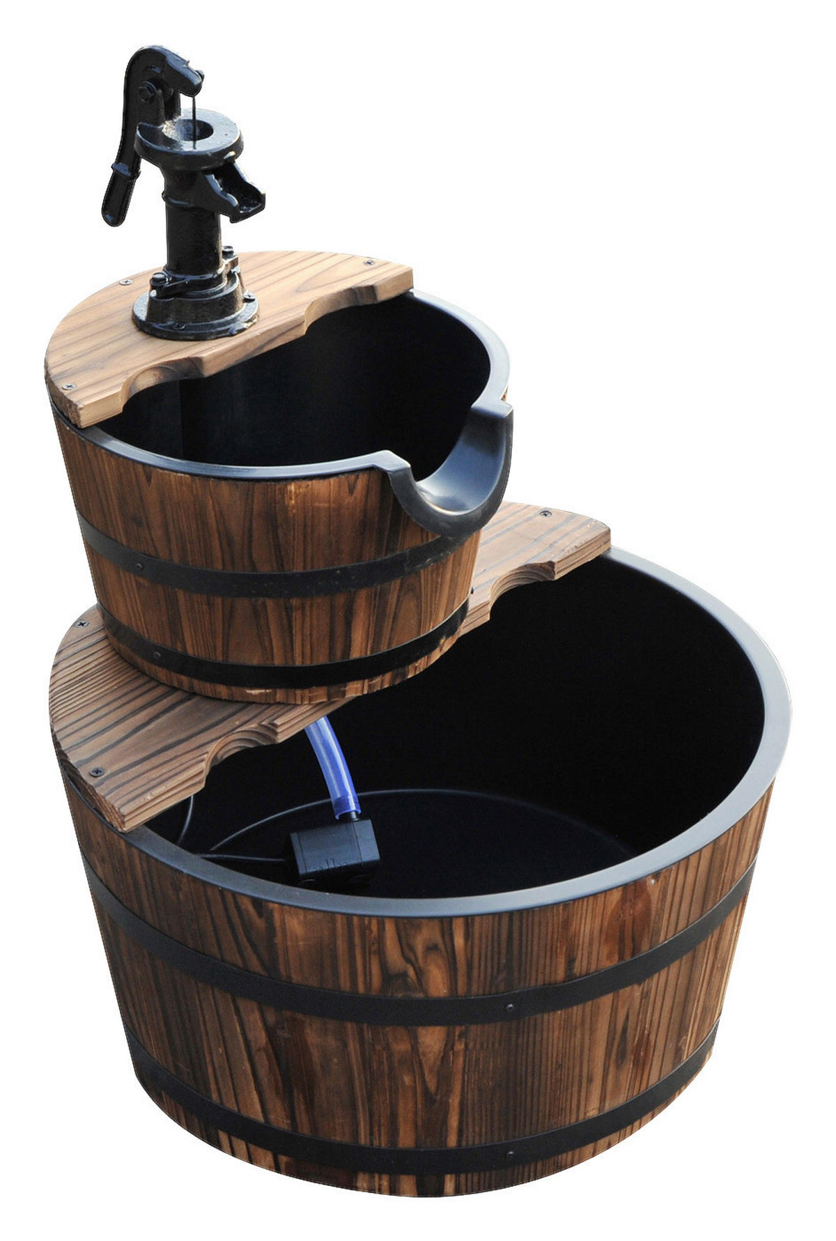 Outsunny Kaskadenbrunnen mit Wasserfall dunkelbraun B/H/L: ca. 45x59x45 cm Kaskadenbrunnen 844-097 - dunkelbraun (45,00/45,00/59,00cm) - Outsunny