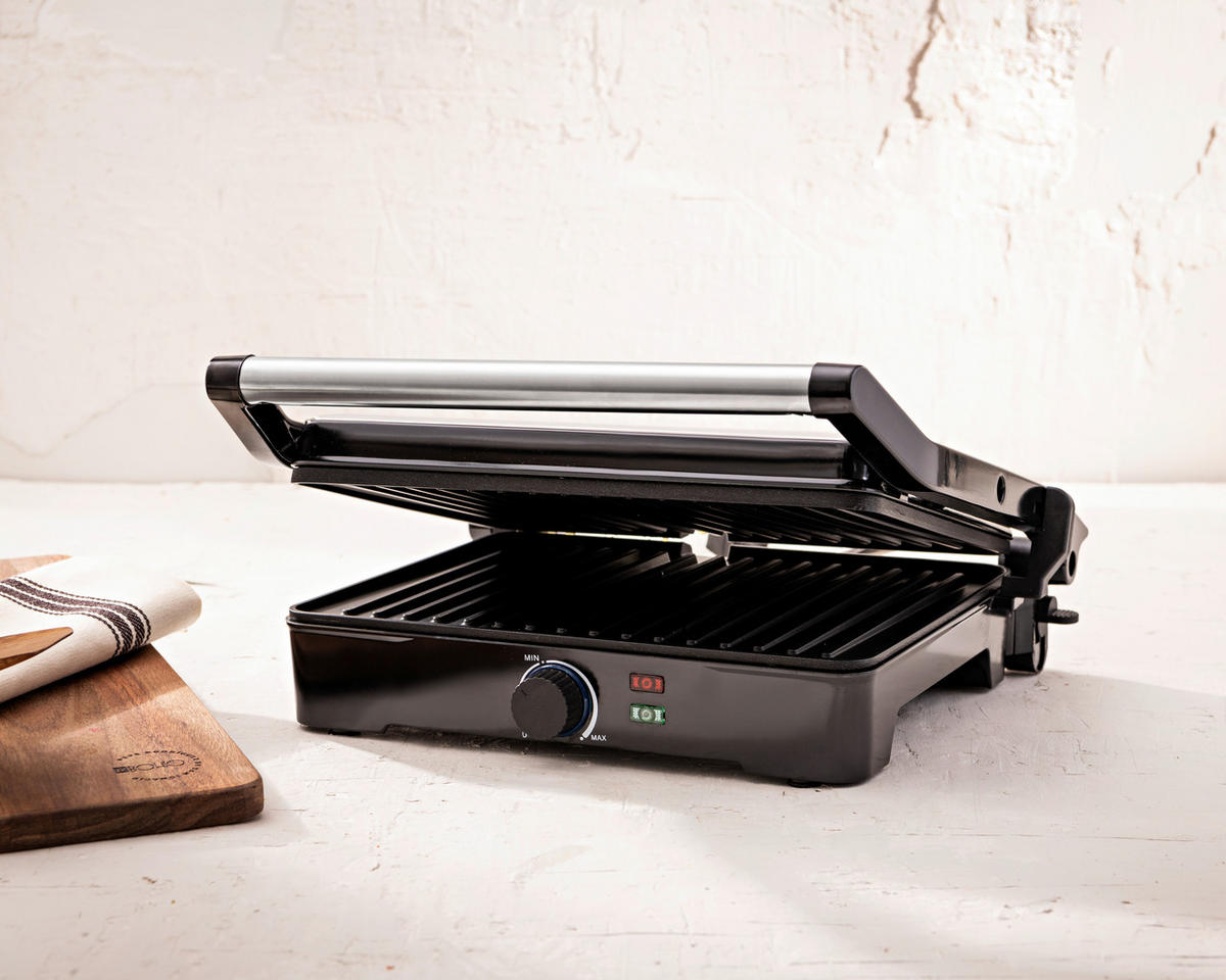 BERGNER Kontaktgrill silber B/H/L: ca. 15x37x38 cm EL BOHIO - schwarz/silber (38,00/15,00/37,00cm) - BERGNER