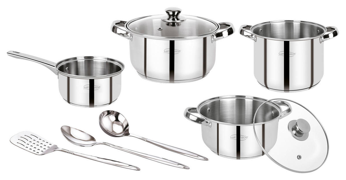 SAN IGNACIO Topfset Lexia silber Edelstahl 9 tlg. Lexia - silber - SAN IGNACIO