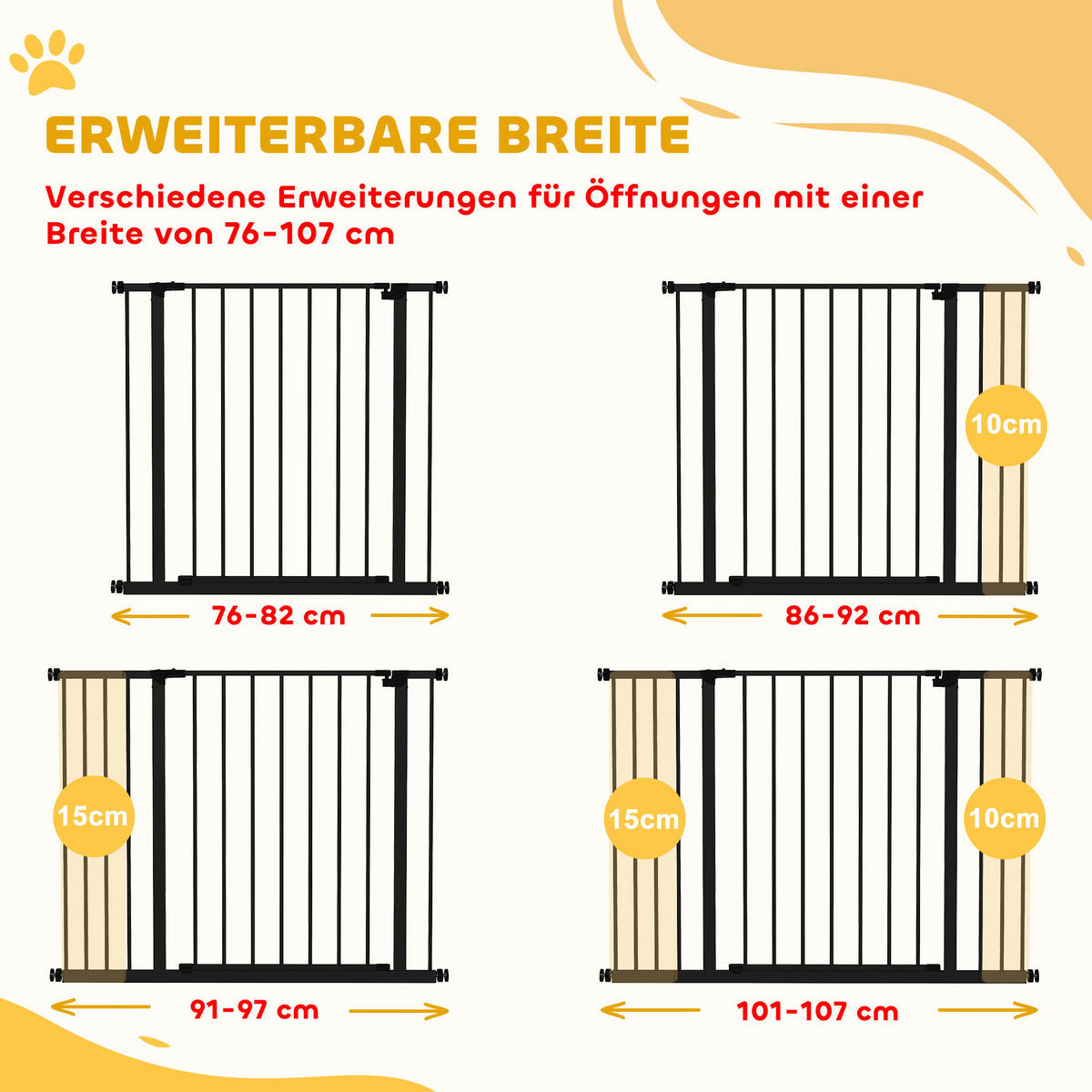 PawHut Türschutzgitter schwarz Kunststoff B/H/L: ca. 2x76x107 cm Türschutzgitter - schwarz (107,00/2,00/76,00cm) - PawHut
