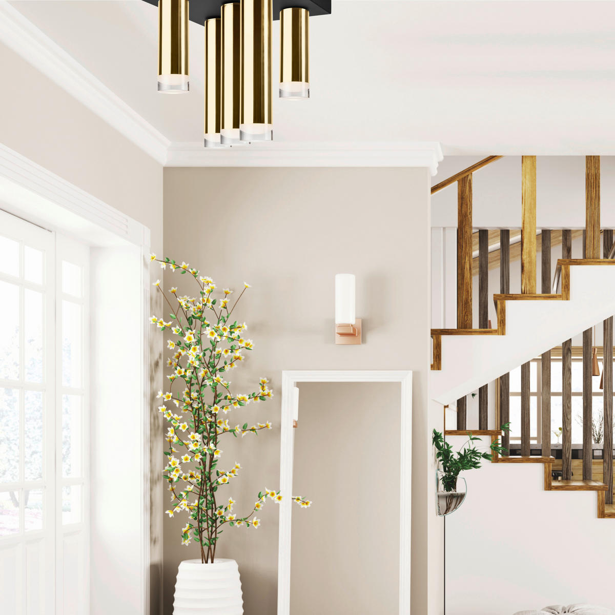 Lamkur Deckenleuchte schwarz gold Stahl B/H/L: ca. 30x31,5x30 cm E27 5 Brennstellen DIEGO - gold/schwarz (30,00/30,00/31,50cm) - Lamkur
