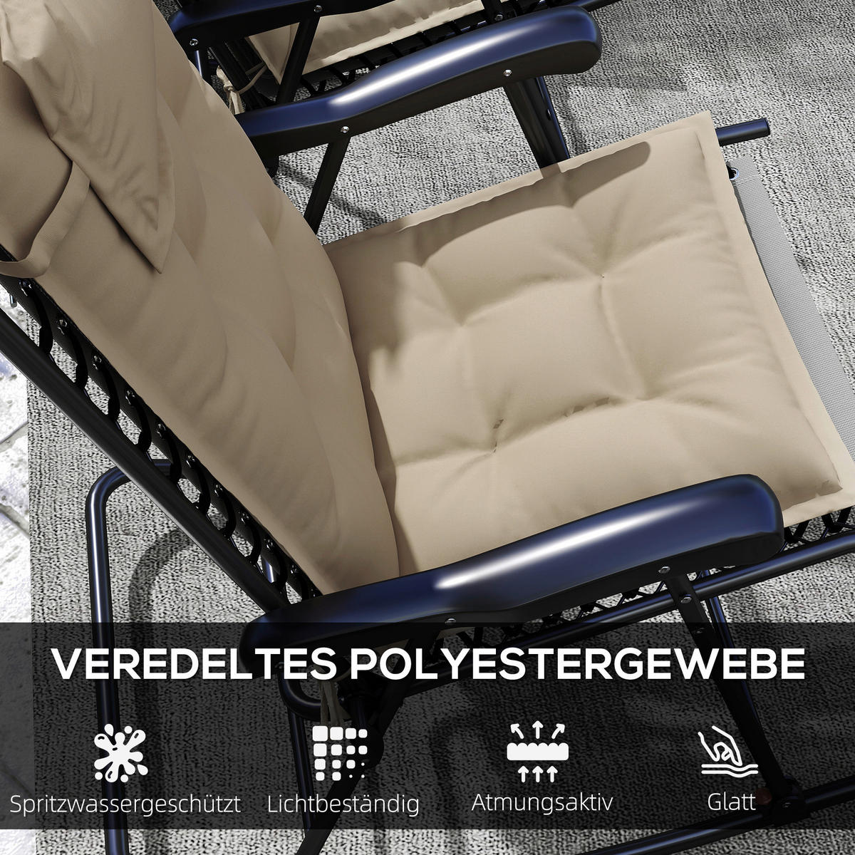 Outsunny Liegenauflage 2er Set beige Polyester B/H/L: ca. 50x5x116 cm Liegenauflage 2er Set - beige (116,00/50,00/5,00cm) - Outsunny