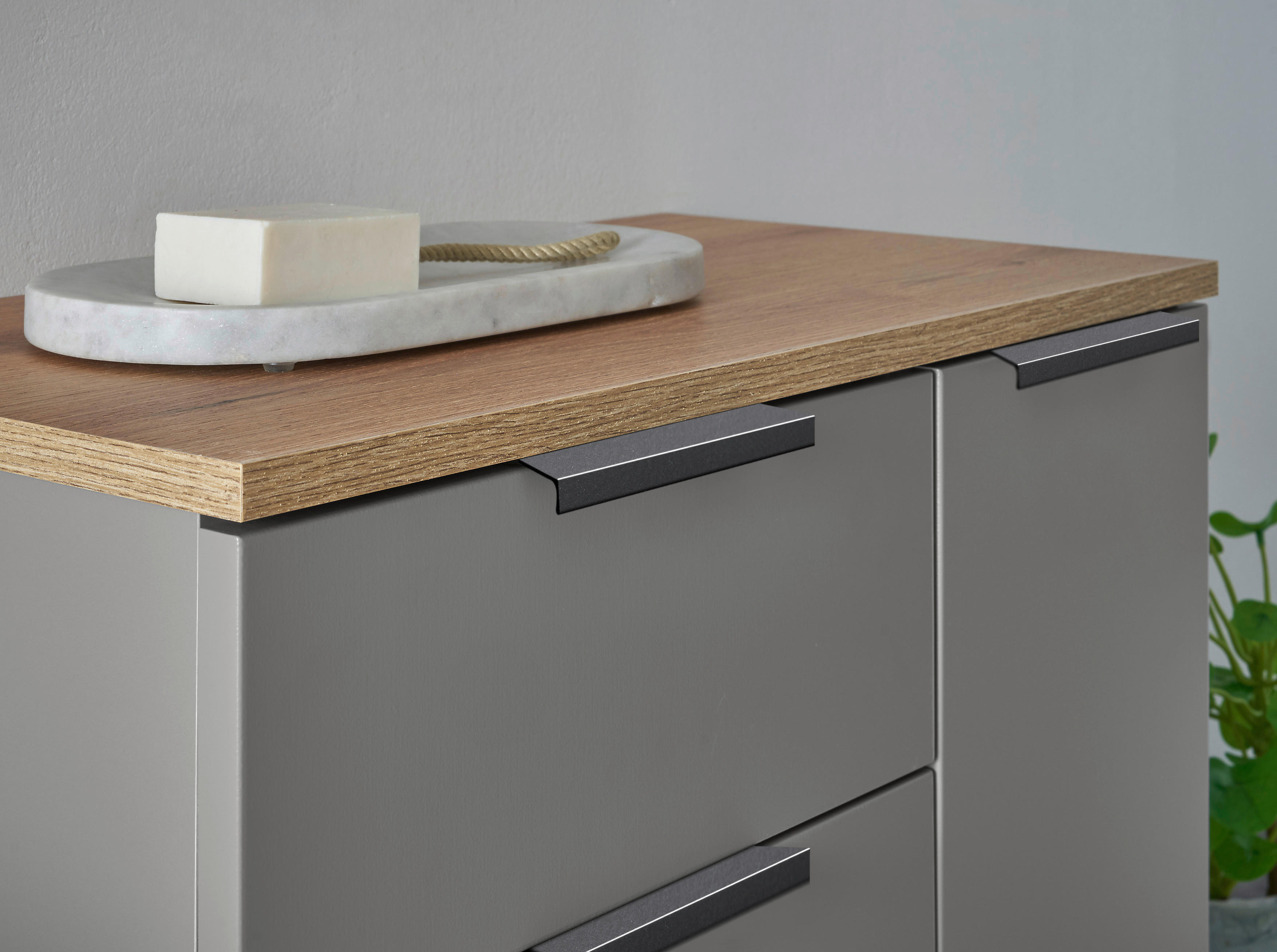Midischrank Denver grau matt Eiche Evoke Coast Nachbildung B/H/T: ca. 60x106x32 cm Denver - Eiche/grau (60,00/106,00/32,00cm)