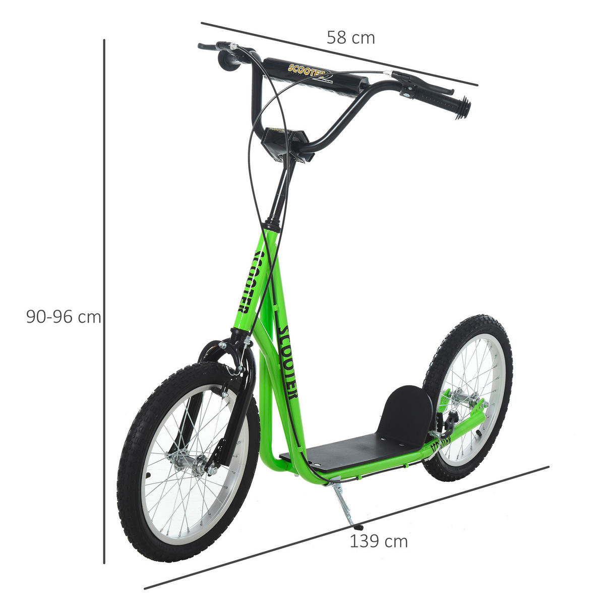 HOMCOM Kinderscooter grün Kinderscooter 371-021YG - grün (139,00/58,00/96,00cm) - HOMCOM