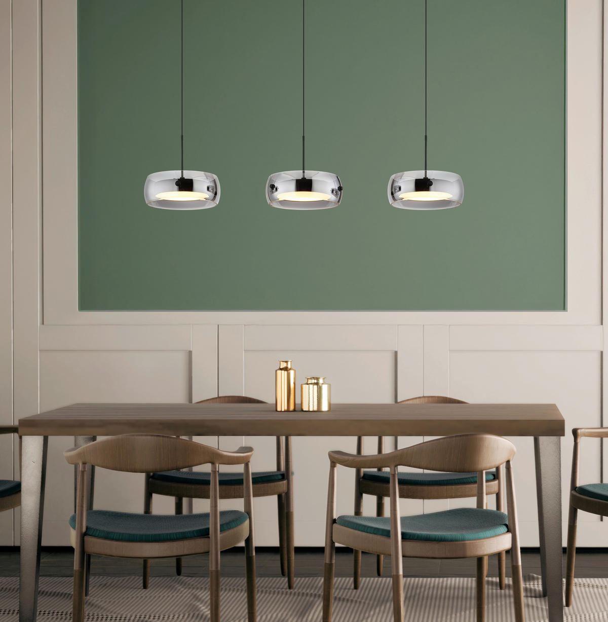 GLOBO LED-Hängeleuchte mattschwarz Rauch Opal Metall Glas Kunststoff B/H/L: ca. 20x120x85 cm 1.0 Brennstellen LIVION - Opal/mattschwarz (85,00/20,00/120,00cm) - GLOBO