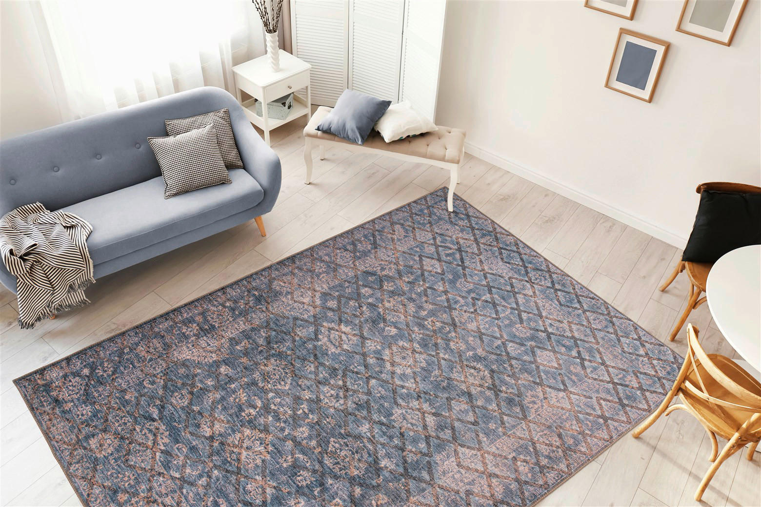 me gusta Kurzflorteppich Antique 225 gold B/L: ca. 120x180 cm Antique 225 - gold/blau (120,00/180,00cm) - me gusta