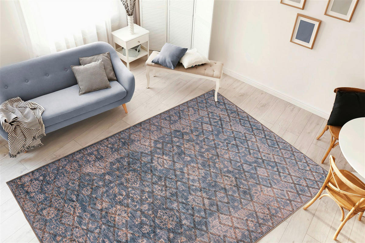 me gusta Kurzflorteppich Antique 225 gold B/L: ca. 120x180 cm Antique 225 - gold/blau (120,00/180,00cm) - me gusta
