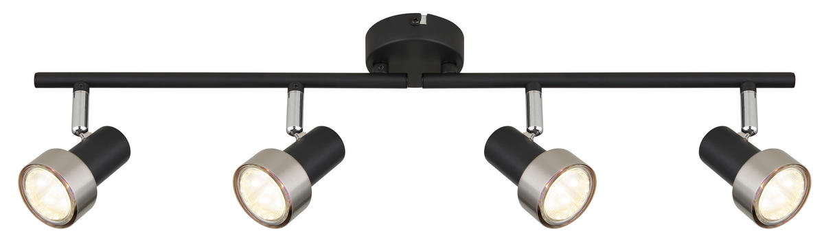GLOBO Spot mattschwarz Chrom nickel matt Metall B/H/T: ca. 60x13,5x8,5 cm GU10 4 Brennstellen MASON - nickel matt/mattschwarz (60,00/13,50/8,50cm) - GLOBO