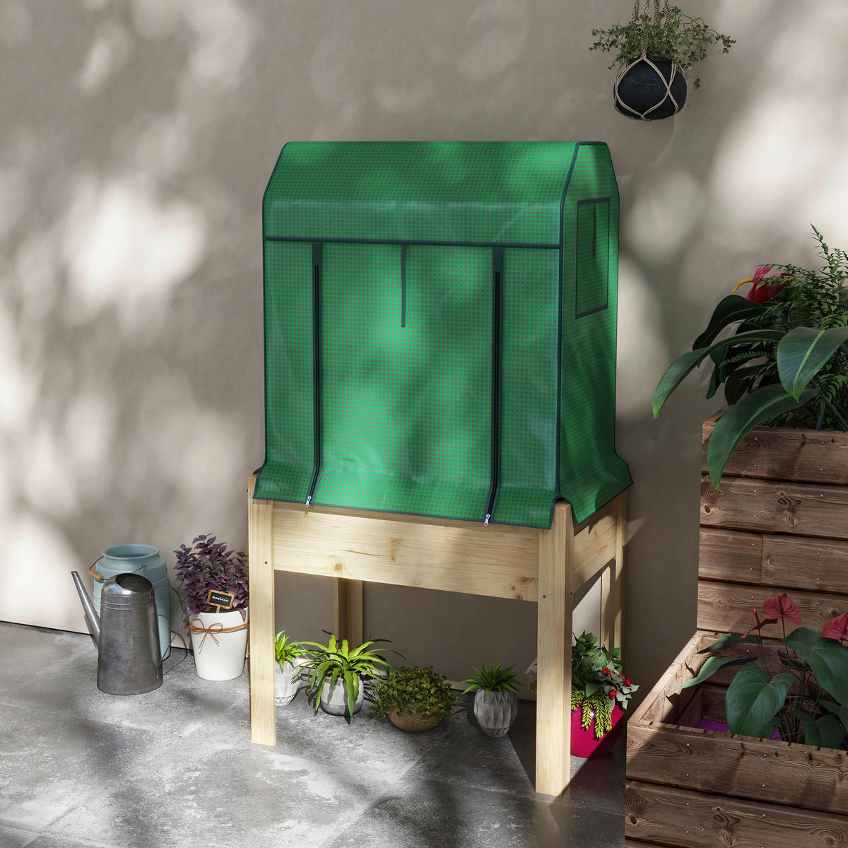 Outsunny Hochbeet-Abdeckung grün Kunststoff B/H/L: ca. 60x165x86 cm Hochbeet-Abdeckung - natur/grün (86,00/60,00/165,00cm) - Outsunny