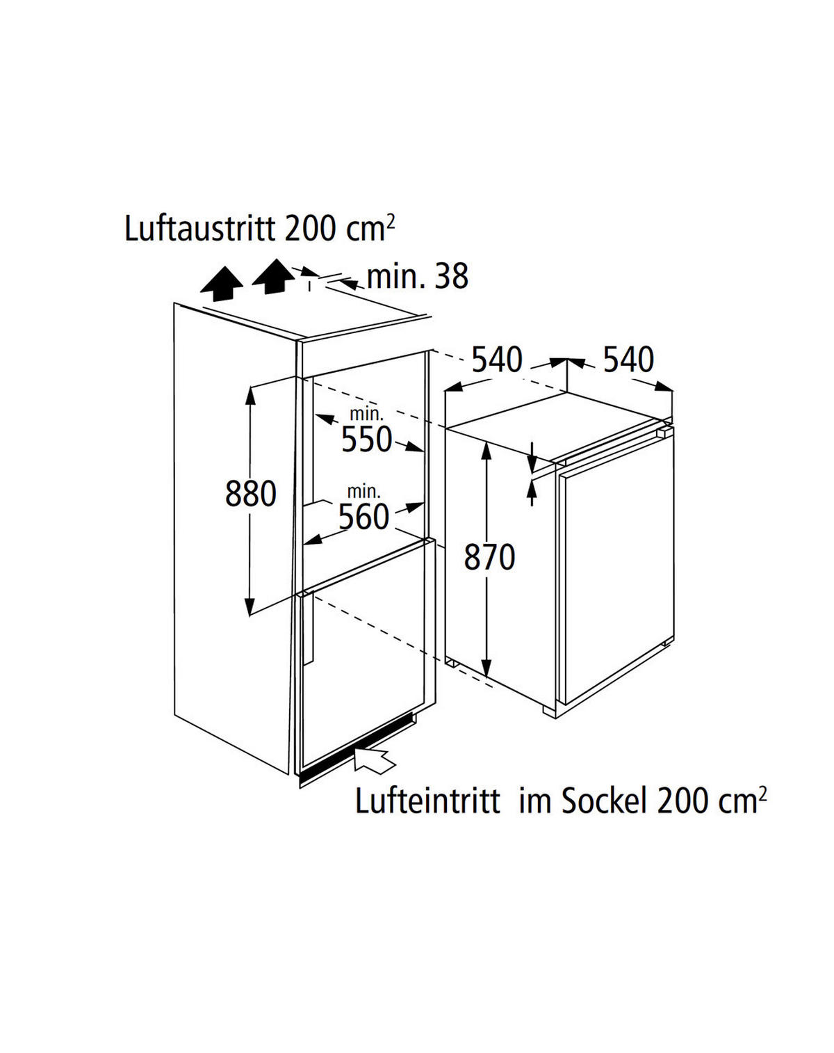 PKM-Möbel Einbaukühlschrank KS 120.4 A++ EB B/H/T: ca. 54x87x54 cm KS 120.4 A++ EB - (54,00/87,00/54,00cm) - PKM-Möbel