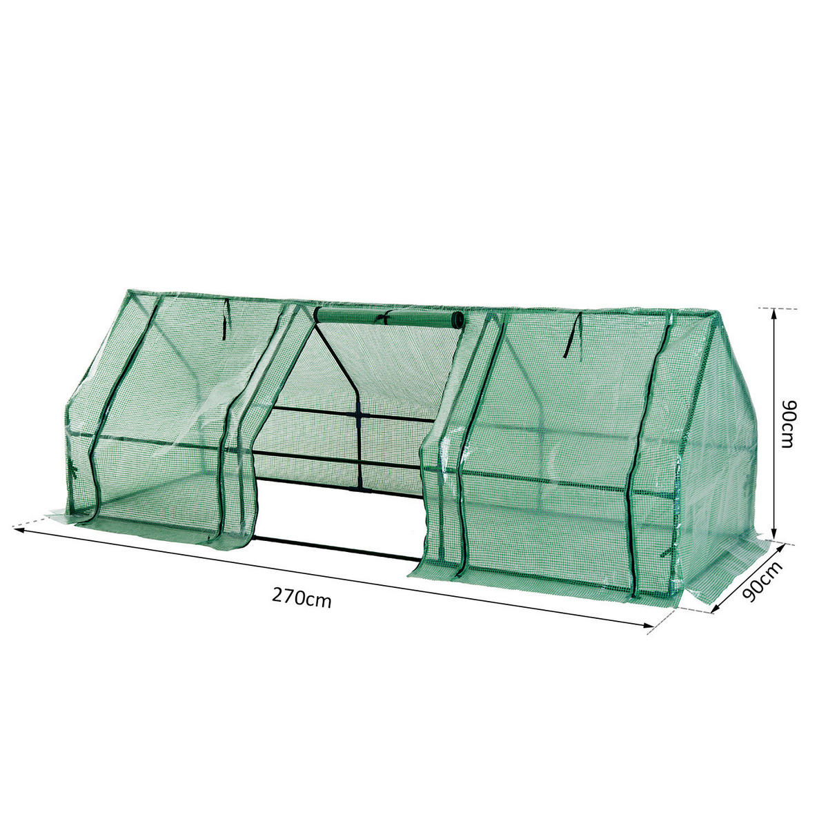 Outsunny Gewächshaus B/H/L: ca. 90x90x270 cm Gewächshaus 01-0469 - grün/transparent (270,00/90,00/90,00cm) - Outsunny
