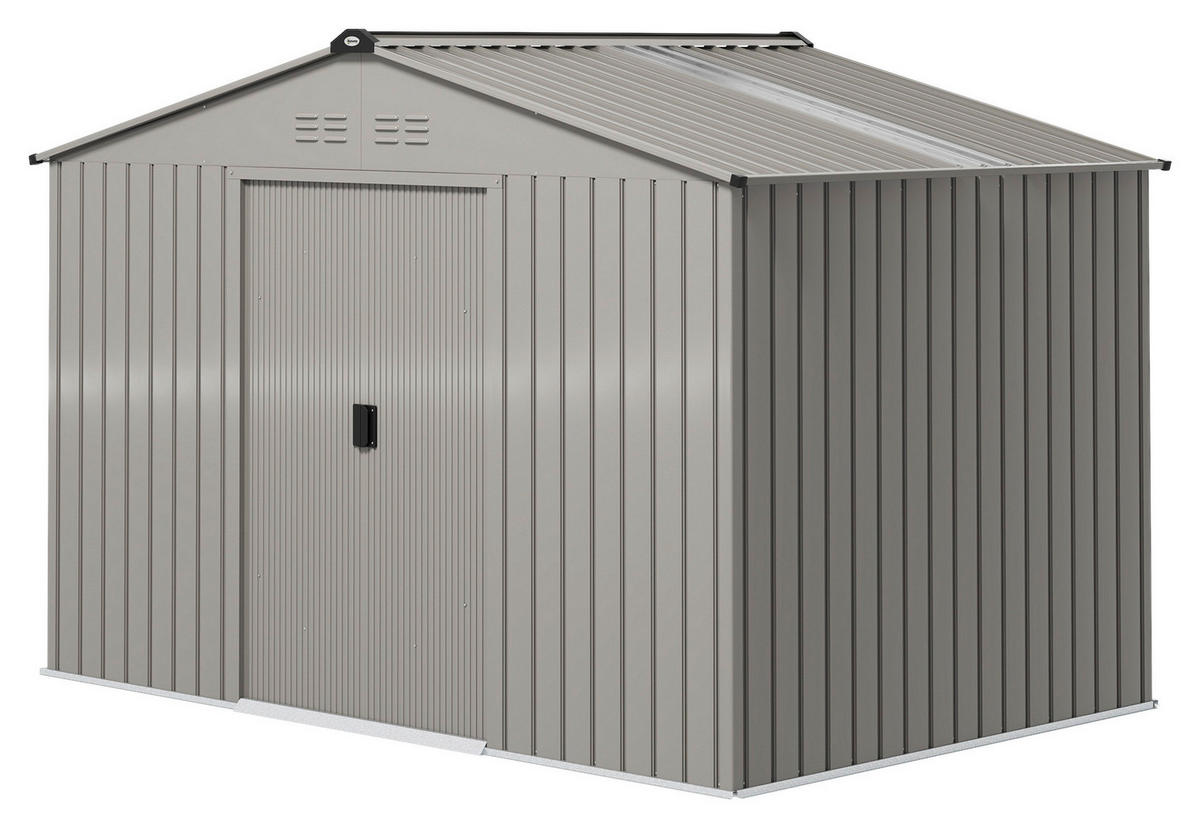 Outsunny Gerätehaus grau B/H/L: ca. 195x192x277 cm Gerätehaus - grau (277,00/195,00/192,00cm) - Outsunny