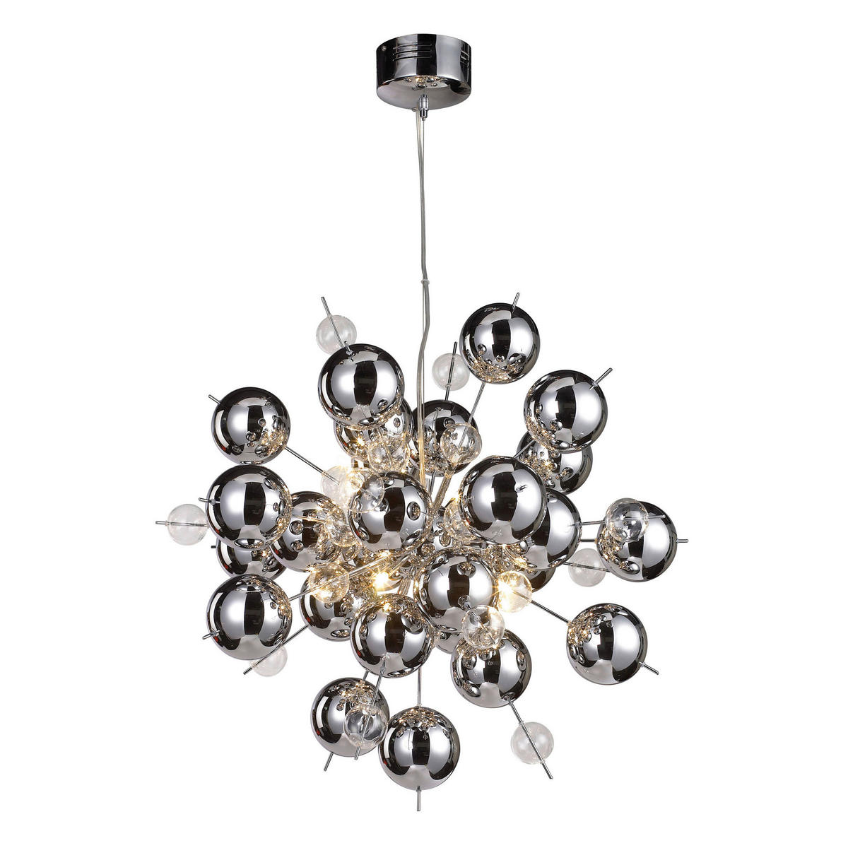 Näve Leuchten Pendelleuchte Chrom Glas Metall B/H/T/D: ca. 65x193x65x65 cm G9 10 Brennstellen EXPLOSION - Chrom (65,00/193,00/65,00cm) - Näve Leuchten