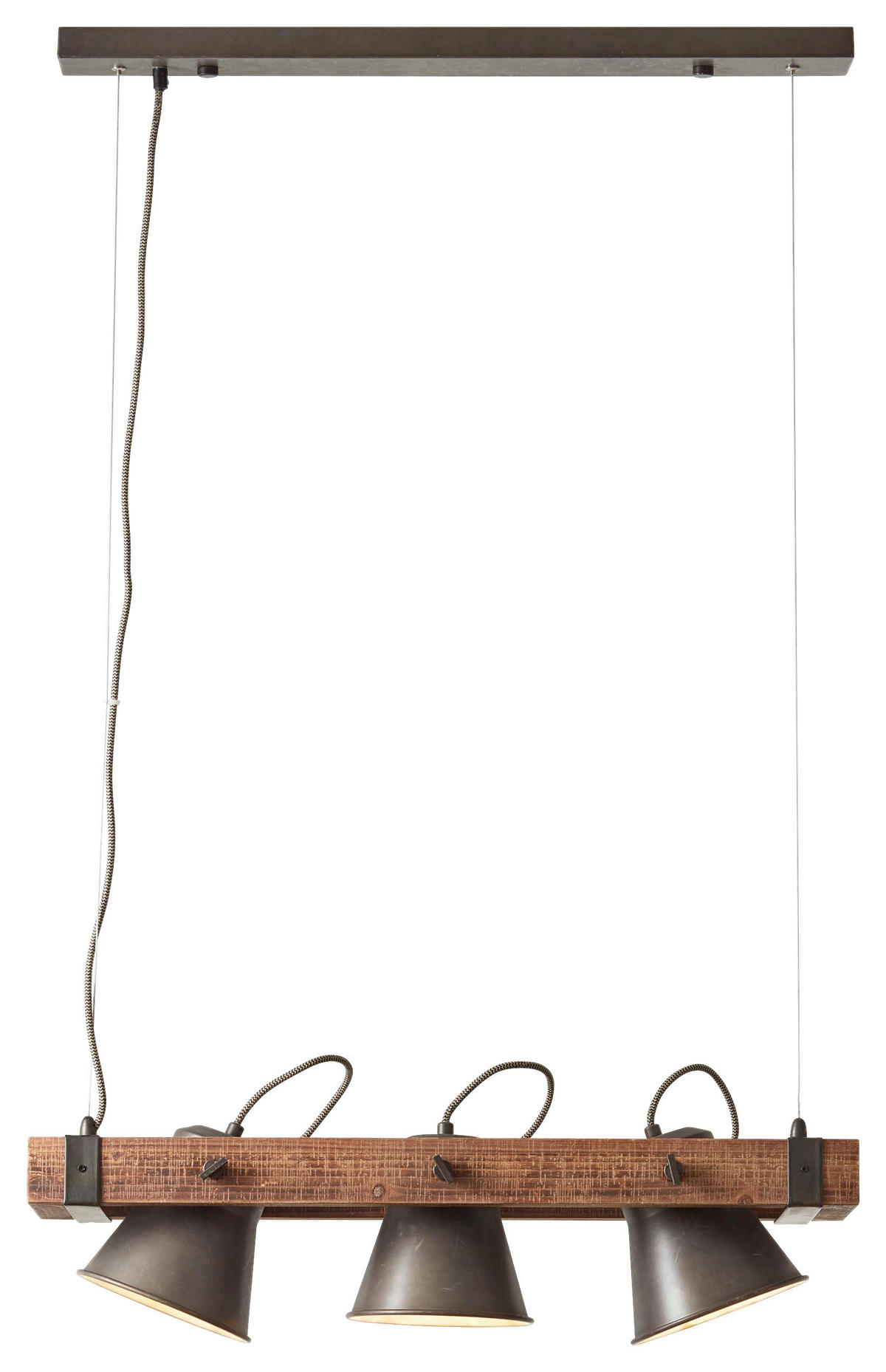 Brilliant Pendelleuchte 82173/46 schwarz Metall Holz B/H: ca. 70x115 cm E27 3 Brennstellen Plow - schwarz (70,00/115,00cm) - Brilliant