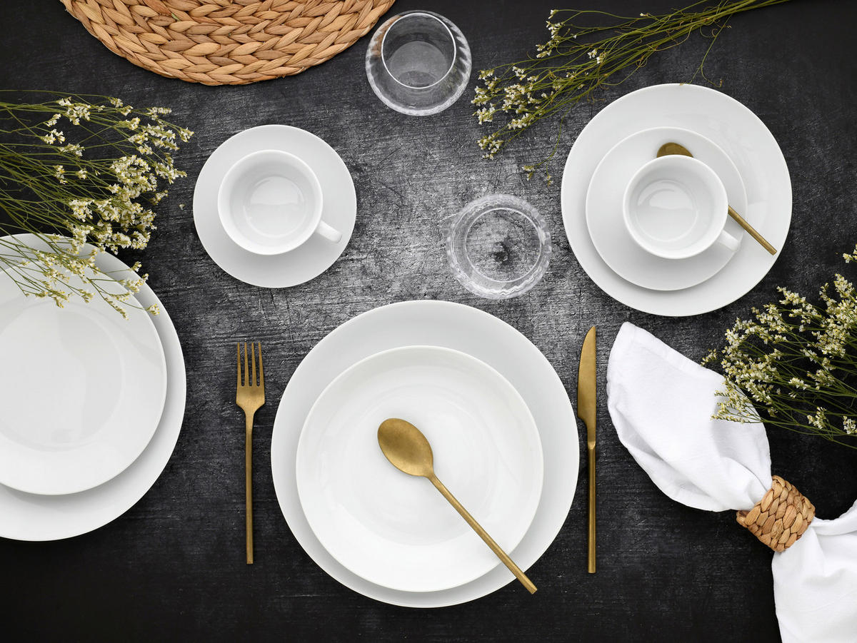 CreaTable Kombiservice Luna weiß Porzellan 30 tlg. Luna - weiß - CreaTable